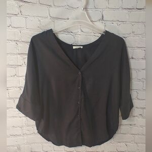 VETTA Black Button-Front Tunic Top